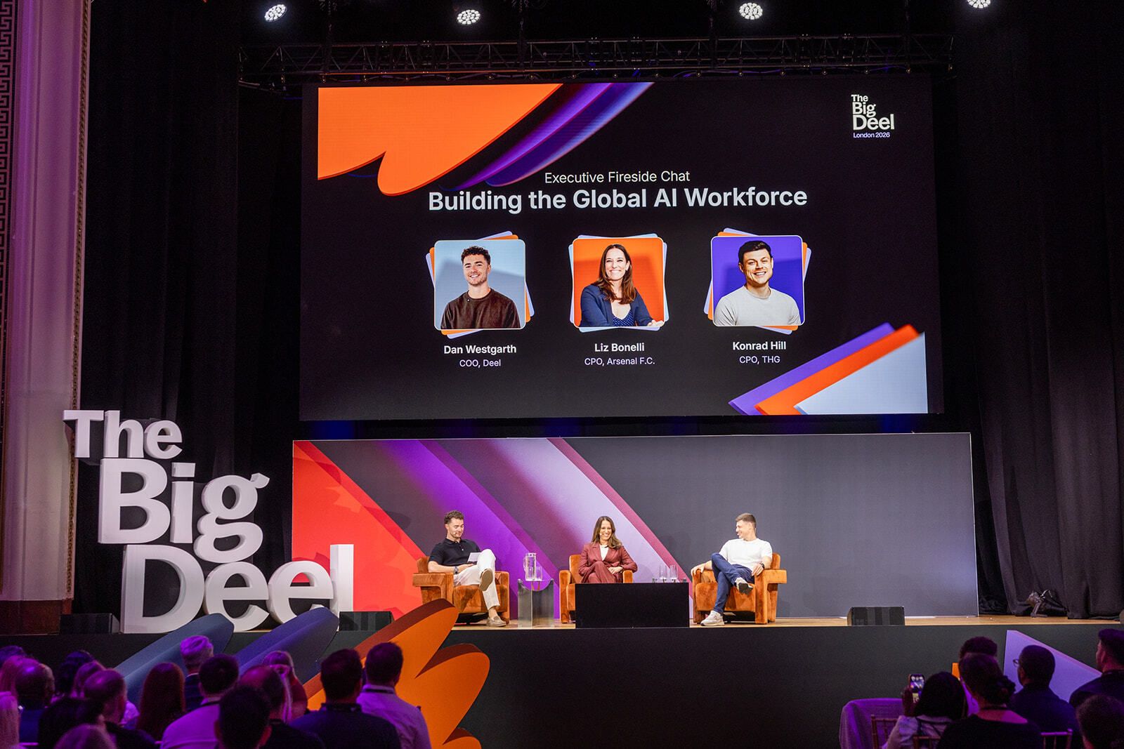 Executive fireside chat on the Big Deel London main stage in front of a full audience