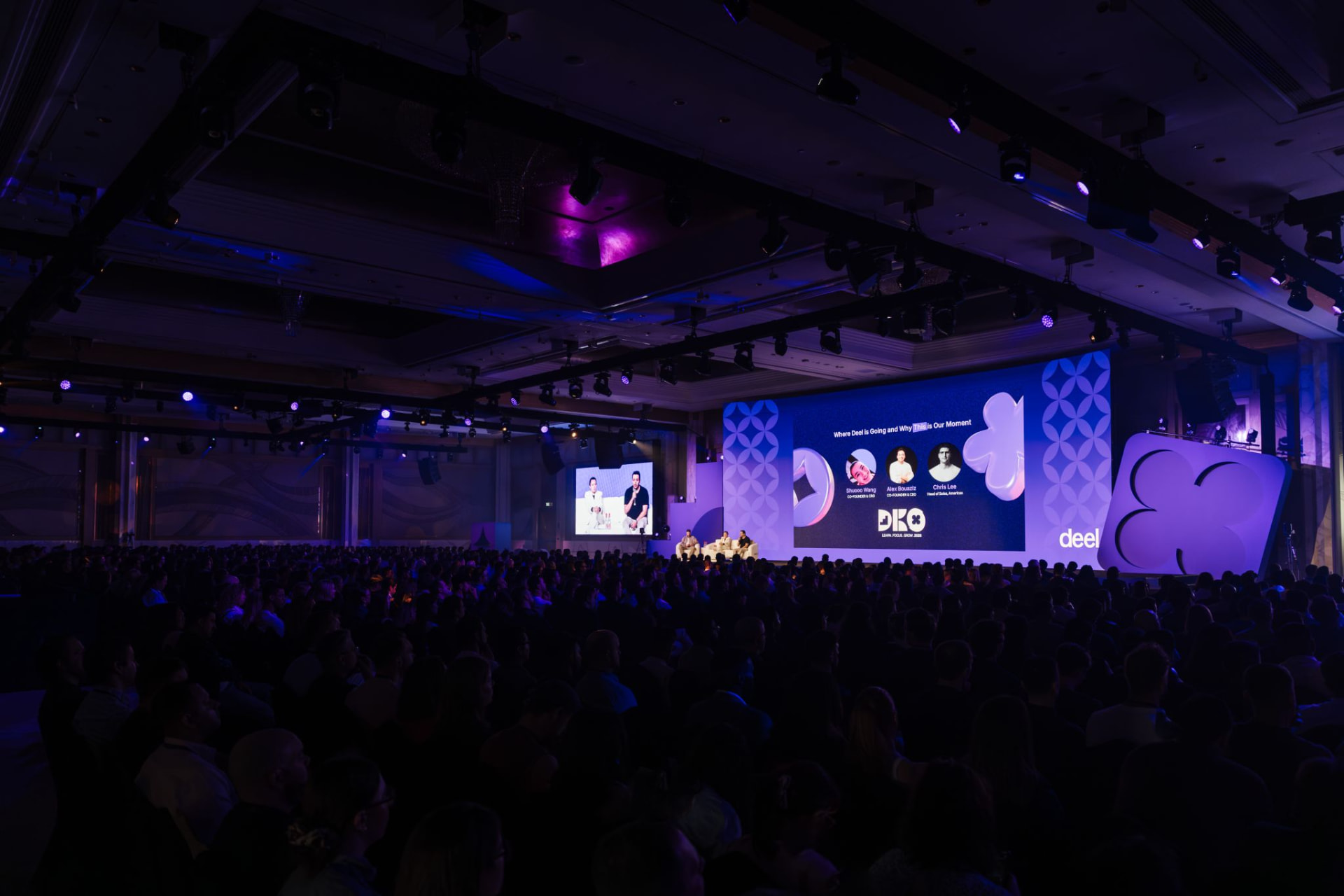 Main plenary room at Global Kickoff in Dubai filled with around 1,500 people facing the keynote stage